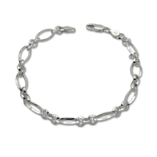 Pulsera de plata de 1ª ley (925 milésimas) de ovales y circulos