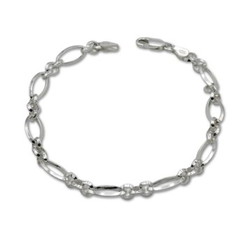 Pulsera de plata de 1ª ley (925 milésimas) de ovales y circulos