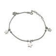 Pulsera de plata de 1ª Ley maciza, cuatro estrellas con eslabón clásico