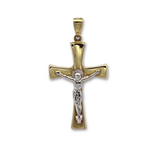 Cruz de oro bicolor con cristo