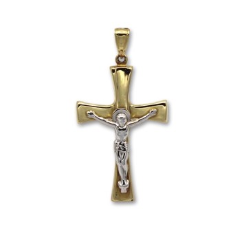 Cruz de oro bicolor con cristo