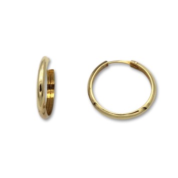 Pendiente aro de oro media caña 18