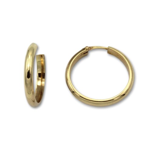 Pendiente aro media caña alta 20 mm de oro