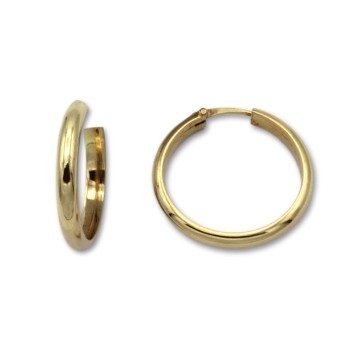 Pendiente aro media caña alta 20 mm de oro