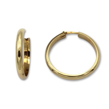 Pendiente aro media caña 23 mm de oro