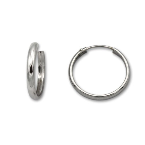 Pendiente aro media caña 16 mm de oro blanco