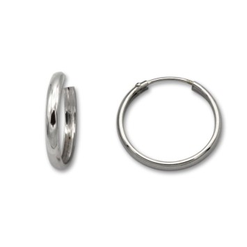 Pendiente aro media caña 16 mm de oro blanco