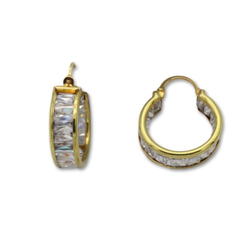 Pendiente aro con circonitas de oro