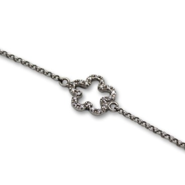 Pulsera oro blanco con flores