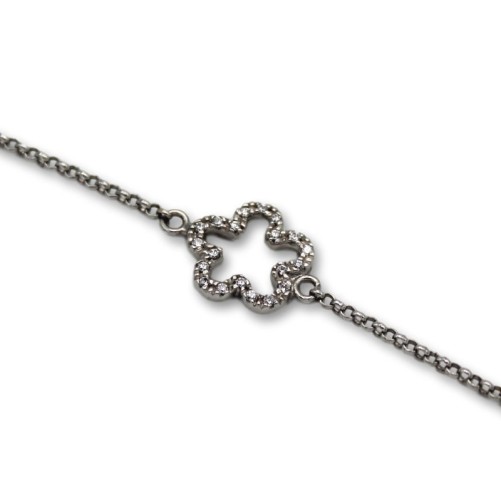 Pulsera oro blanco con flores