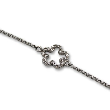 Pulsera oro blanco con flores