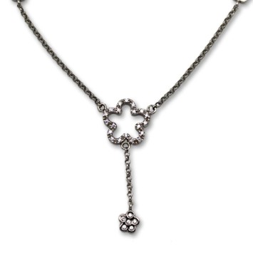 Gargantilla oro blanco con flores