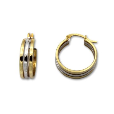 Pendiente aro tricolor de oro