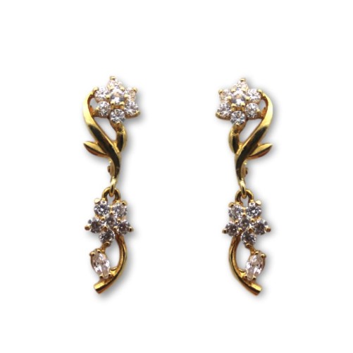 Pendiente oro garras cuadradas presión