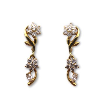 Pendiente oro garras cuadradas presión