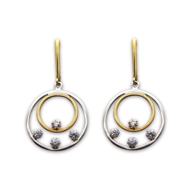 Pendiente de oro circulos y circonitas Pendiente de oro circulos y circonitas