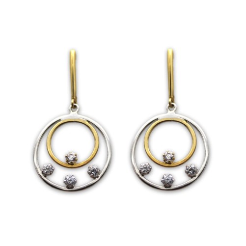 Pendiente de oro circulos y circonitas