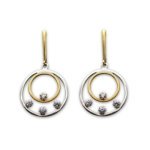 Pendiente de oro circulos y circonitas