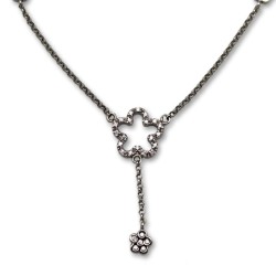 Conjunto de oro blanco con flores