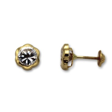 Pendiente de oro margarita con circonita 7mm