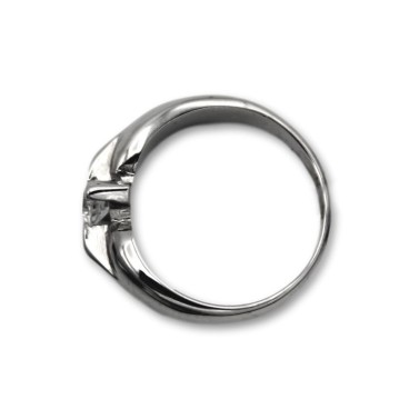 Solitario de oro blanco y circonita