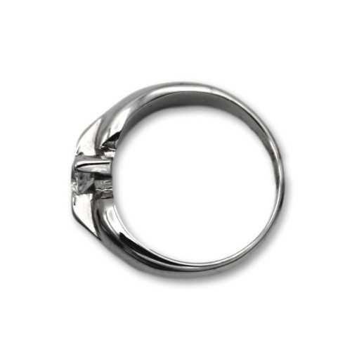 Solitario de oro blanco y circonita