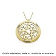 Colgante de plata chapado en oro con forma circular y motivo