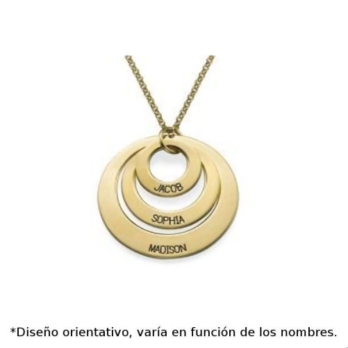 Colgante de plata chapado en oro con tres circulos huecos