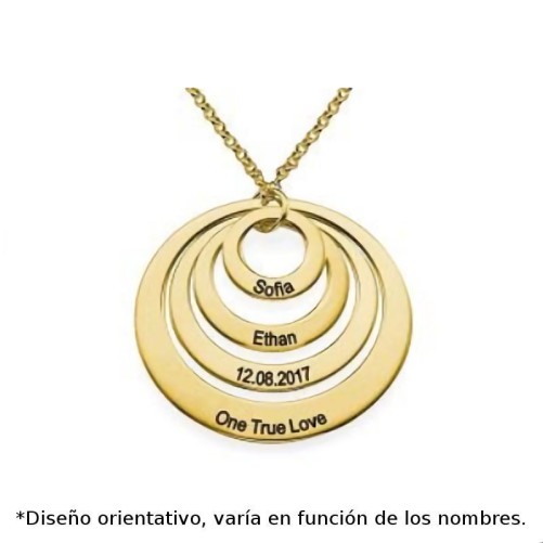 Colgante de plata chapada en oro con cuatro circulos huecos