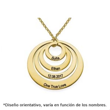 Colgante de plata chapada en oro con cuatro circulos huecos