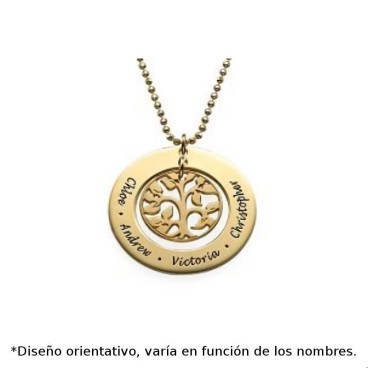 Colgante de plata chapado en oro personalizado arbol de la vida