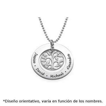 Colgante de plata de ley personalizado arbol de la vida