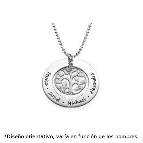 Colgante de plata de ley personalizado arbol de la vida