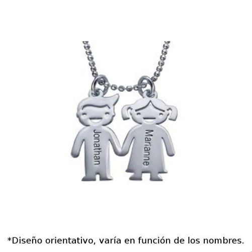 Colgante de plata con dos niños personalizados