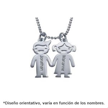 Colgante de plata con dos niños personalizados