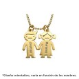 Colgante de plata chapada en oro con dos niños personalizados Colgante de plata chapada en oro con dos niños personalizados