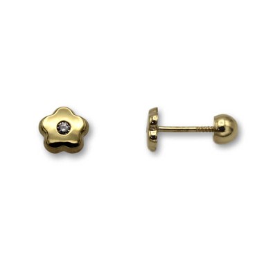 Pendiente de oro margarita con circonita