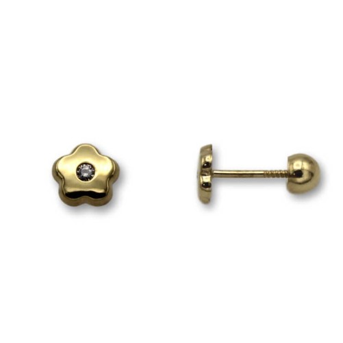 Pendiente de oro margarita con circonita