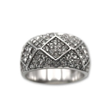 Anillo de plata con circonitas rombo