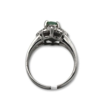 Anillo de plata vieja con marcasitas y esmeralda