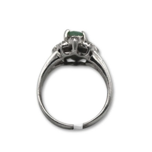 Anillo de plata vieja con marcasitas y esmeralda