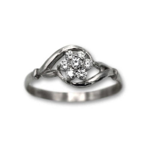 Anillo de plata con flor de circonita